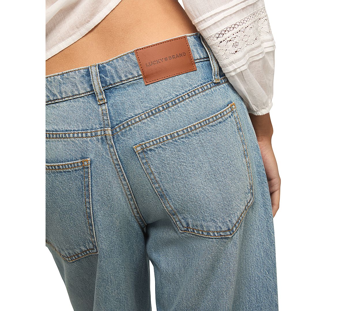 Lucky Brand Women's Cotton Barrel Wide-Leg Mid-Rise Jeans view 5 — MAYCSS fashion products