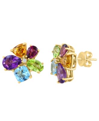 Diamond Accent and Multi-Gemstone (4-7/8 ct. t.w.) Earrings in 14k Yellow Gold