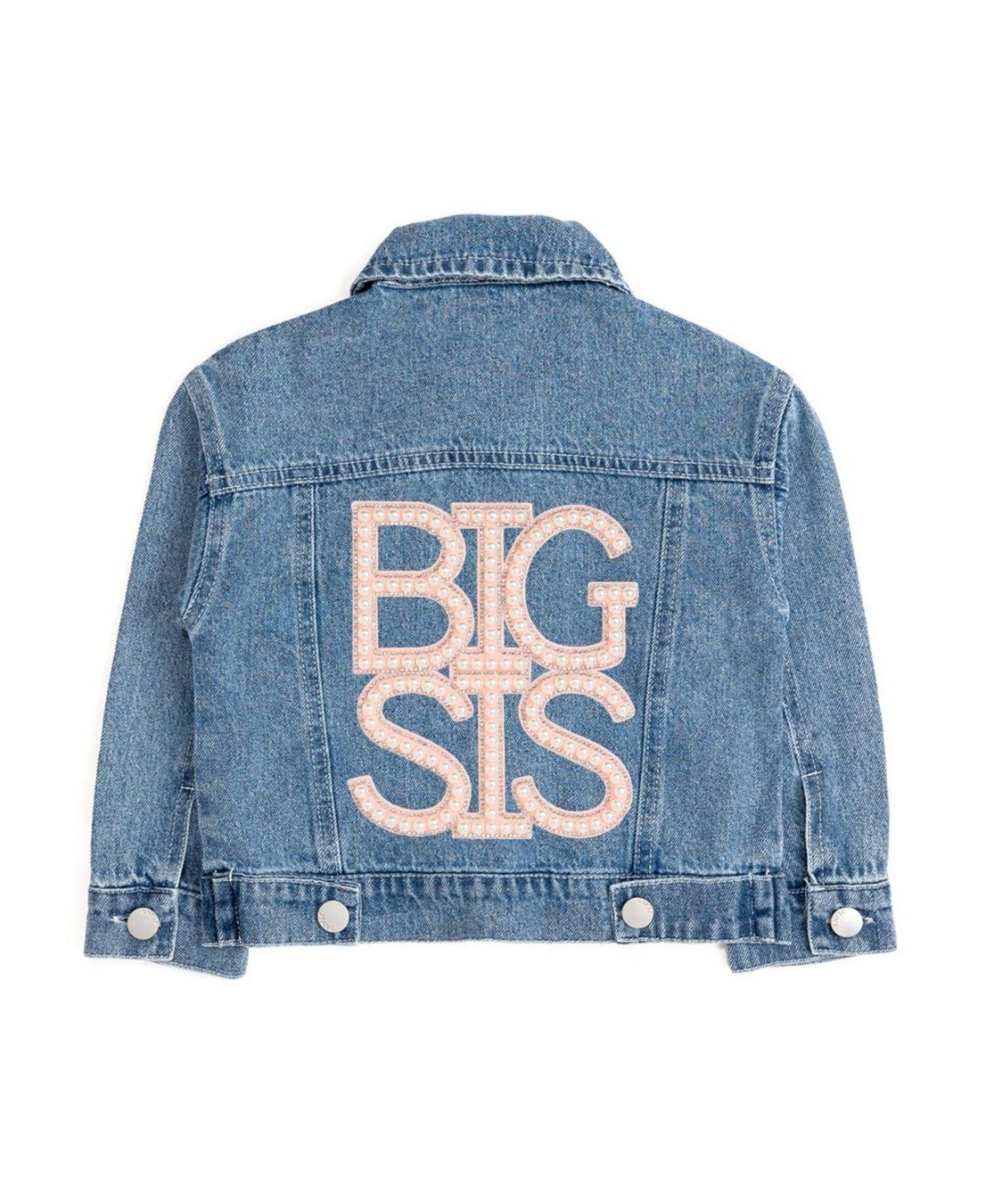 Sweet Wink Toddler Girls Big Sis Pearl Patch Denim Jacket