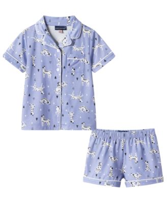Girls' 2T-4T Button-Down Shirt and Shorts Pajama Set