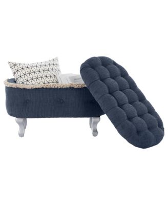 Ottoman with Storage Upholstered Foot Stools, Window Bench with Fringe, Bed End Bench for Bedroom, Entryway and Cloakroom