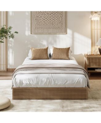 Wood Platform Bed with Fluted Design, Low Profile BedFrame, Minimalist Bed Base with Noise-Free, Easy Assembly, No Box Spring