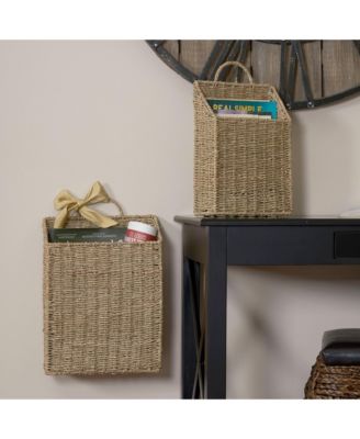 Rectangular Wicker Hanging Baskets, Set of 2, Small and Large