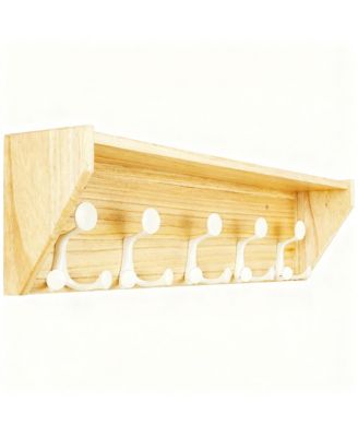 Lightweight Hardwood Coat Rack with 5 Hooks for Entryways