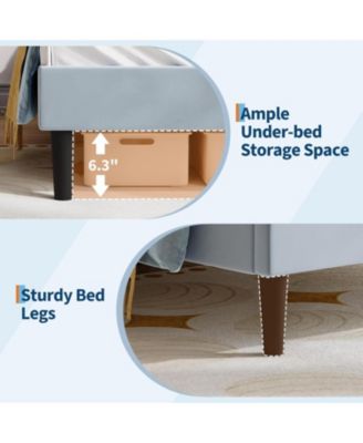 Twin Size Bed Frame with Cat Headboard, Twin Platform Bed Frame with GRB LED Lights & Strong Wood Slats Support, Noise Free