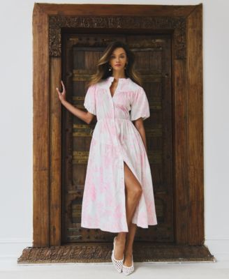 Women's Puffed-Sleeve Shirtdress