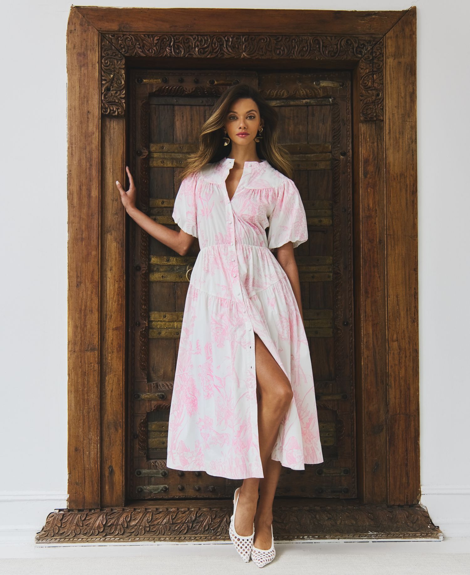Women's Puffed-Sleeve Shirtdress