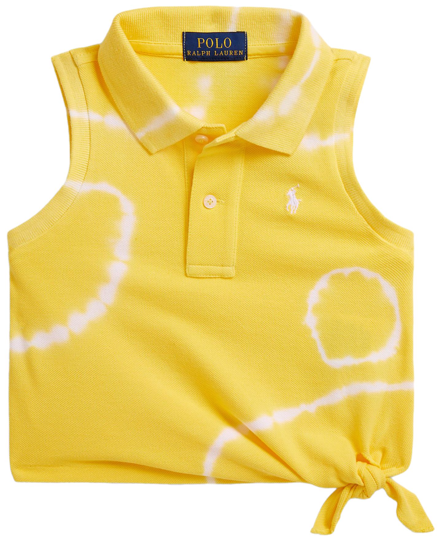 Поло Polo Ralph Lauren Tie-Dye Mesh Boxy Polo Shirt для девочек, цвет: Жёлтый — фото 1
