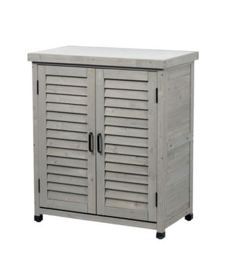 31.5x17x36" Potting Bench with Storage Cabinet and Metal Tabletop