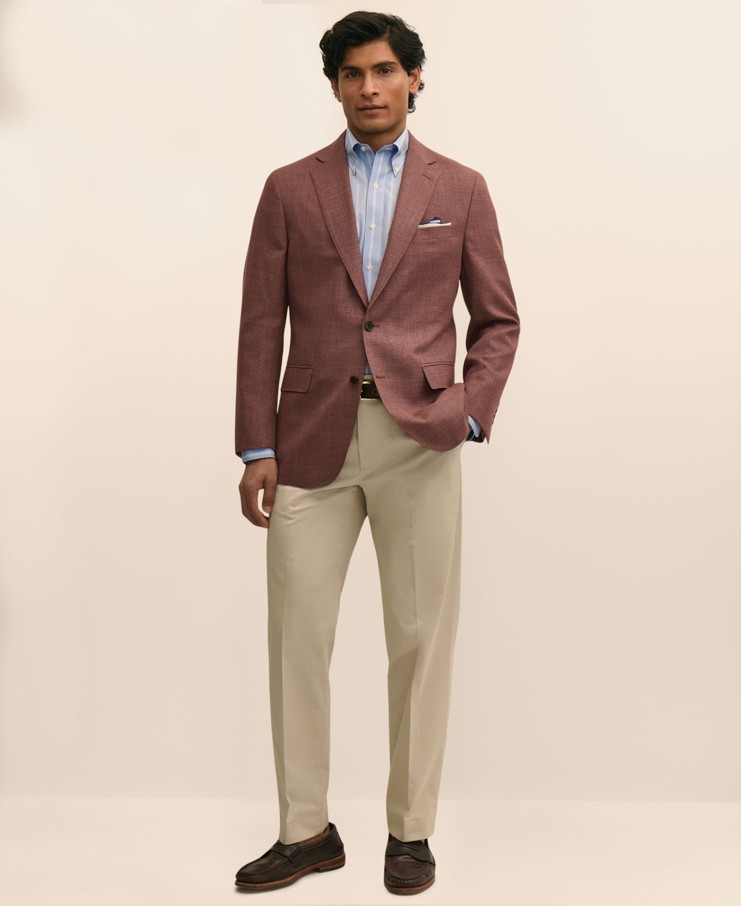 Мужские пиджаки B By Brooks Brothers Notch Lapel Collar Blazer, цвет: Тёмный красный — фото 2
