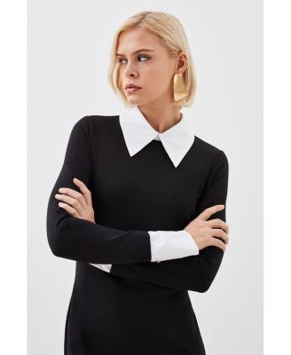 Women's Jersey Cotton Poplin Midi Collar Dress