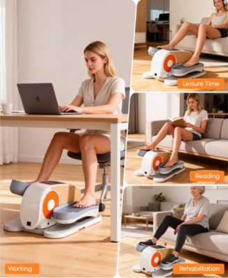 Under Desk Elliptical Machine Pedal Exerciser 12 Speeds with Remote & Resistance Bands