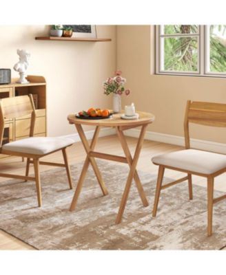 Patio Side Table with Slatted Top and Sturdy X-Shape Structure