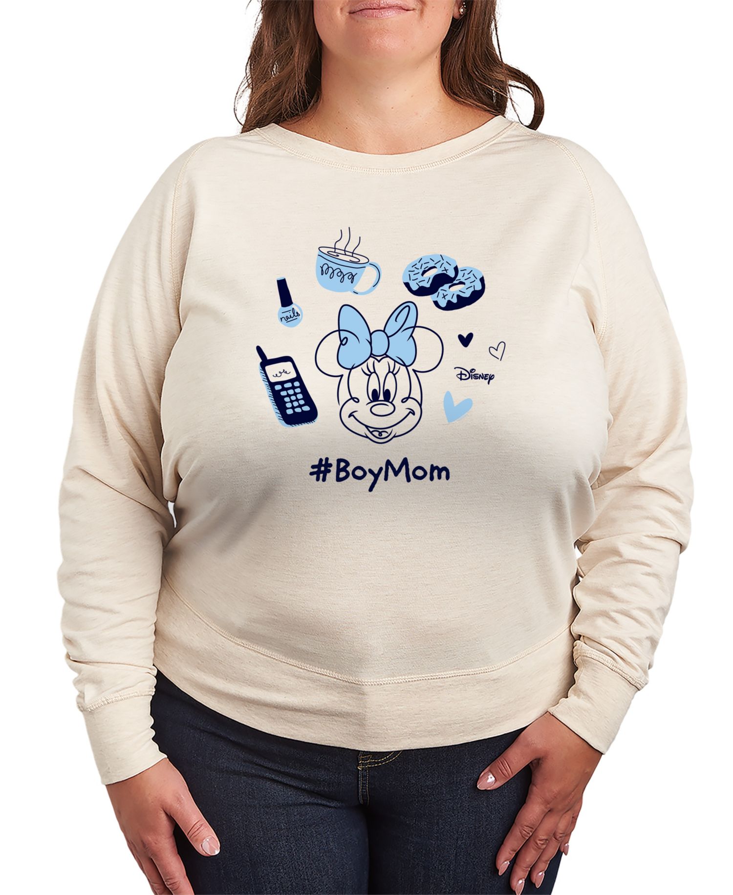 Plus Size Disney Boy Mom Minnie French Terry Long-Sleeve T-Shirt