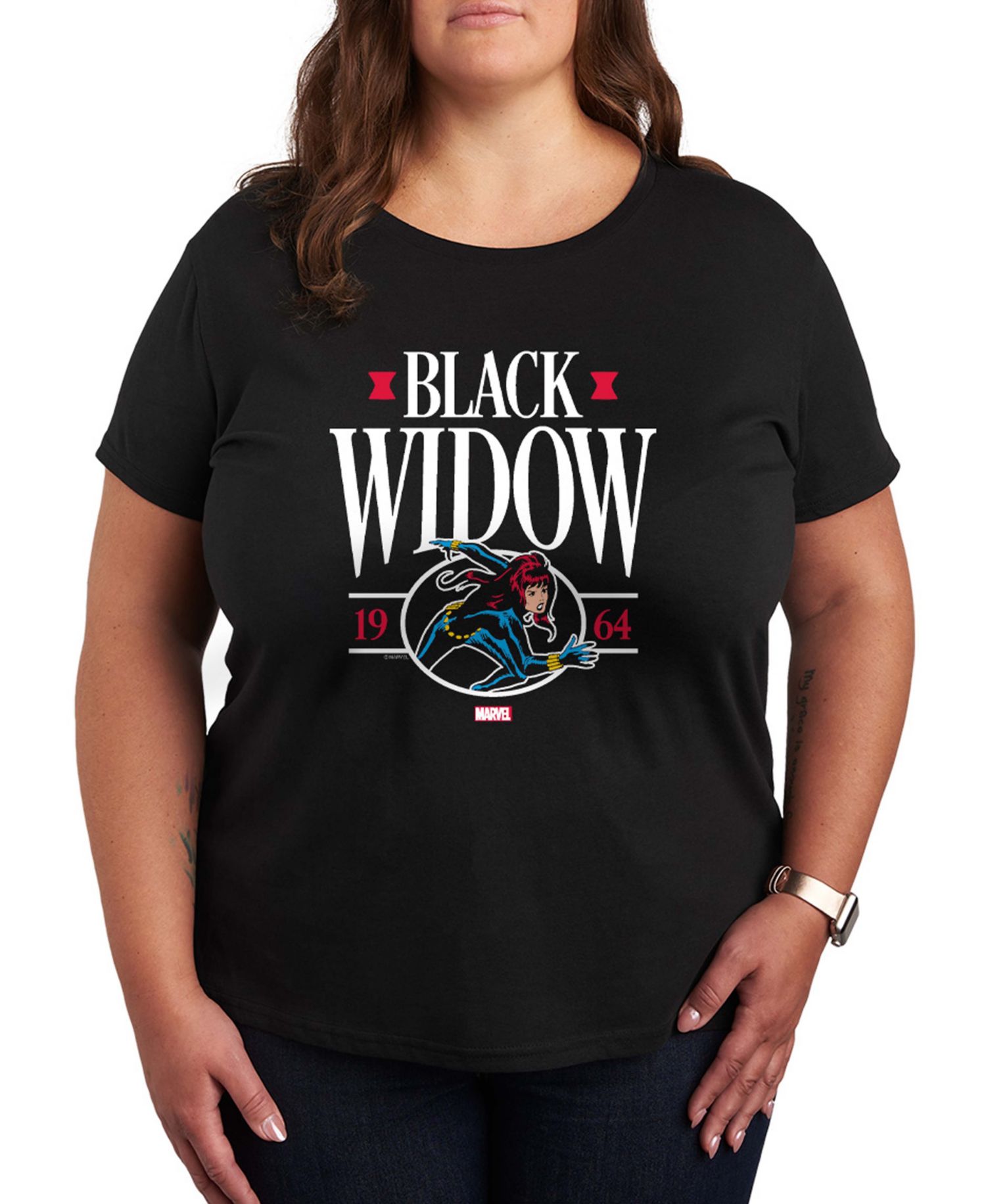 Plus Size Black Widow Collegiate Short-Sleeve Graphic T-Shirt