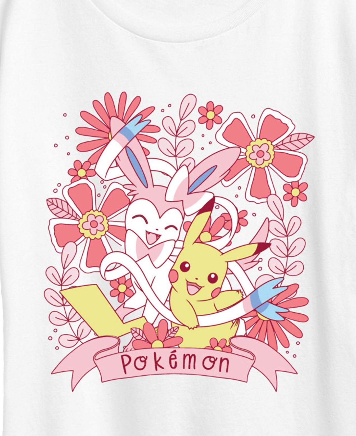 Женская футболка Hybrid Apparel Plus Size Pokemon Valentines Florals Short-Sleeve Graphic, цвет: Белый — фото 3