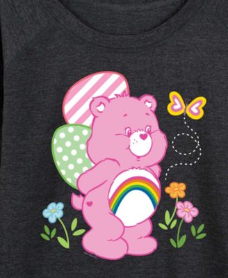 Plus Size Care Bears Cheer Bear Easter Scene French Terry Long-Sleeve T-Shirt