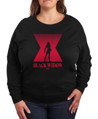 Plus Size Black Widow Silhouette French Terry Long-Sleeve T-Shirt