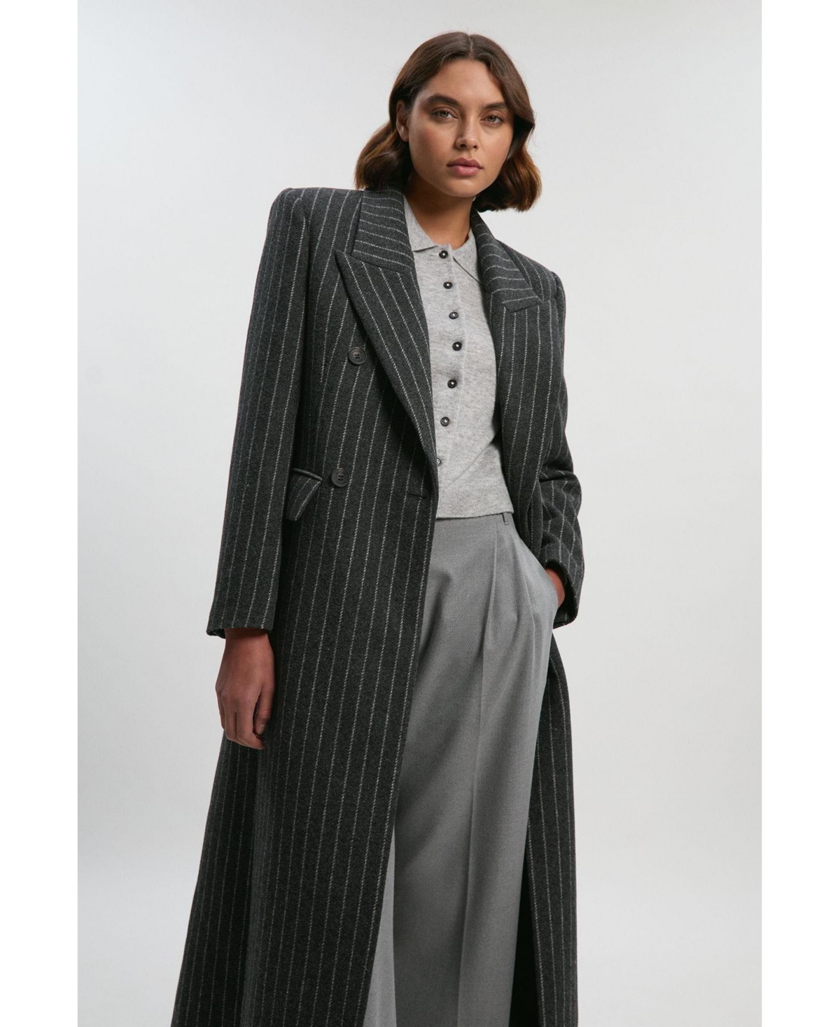 Karen Millen Women's Double Breasted Tailored Maxi Coat