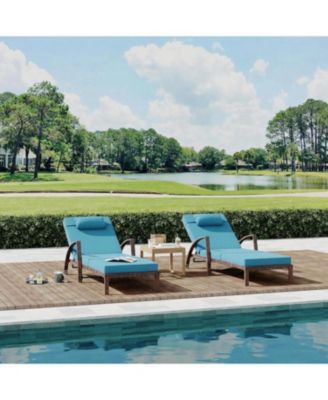 2-Piece Rattan Patio Folding Chaise Lounge, 5-Position Adjustable Backrest with Cushion and Pillow for Poolside, Backyard, Deck