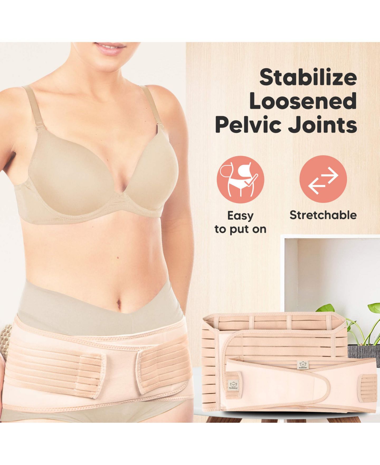 Послеродовые бандажи для живота KeaBabies Revive 3 в 1, набор из 2 шт, цвет: Чёрный / Слоновая кость — фото 7