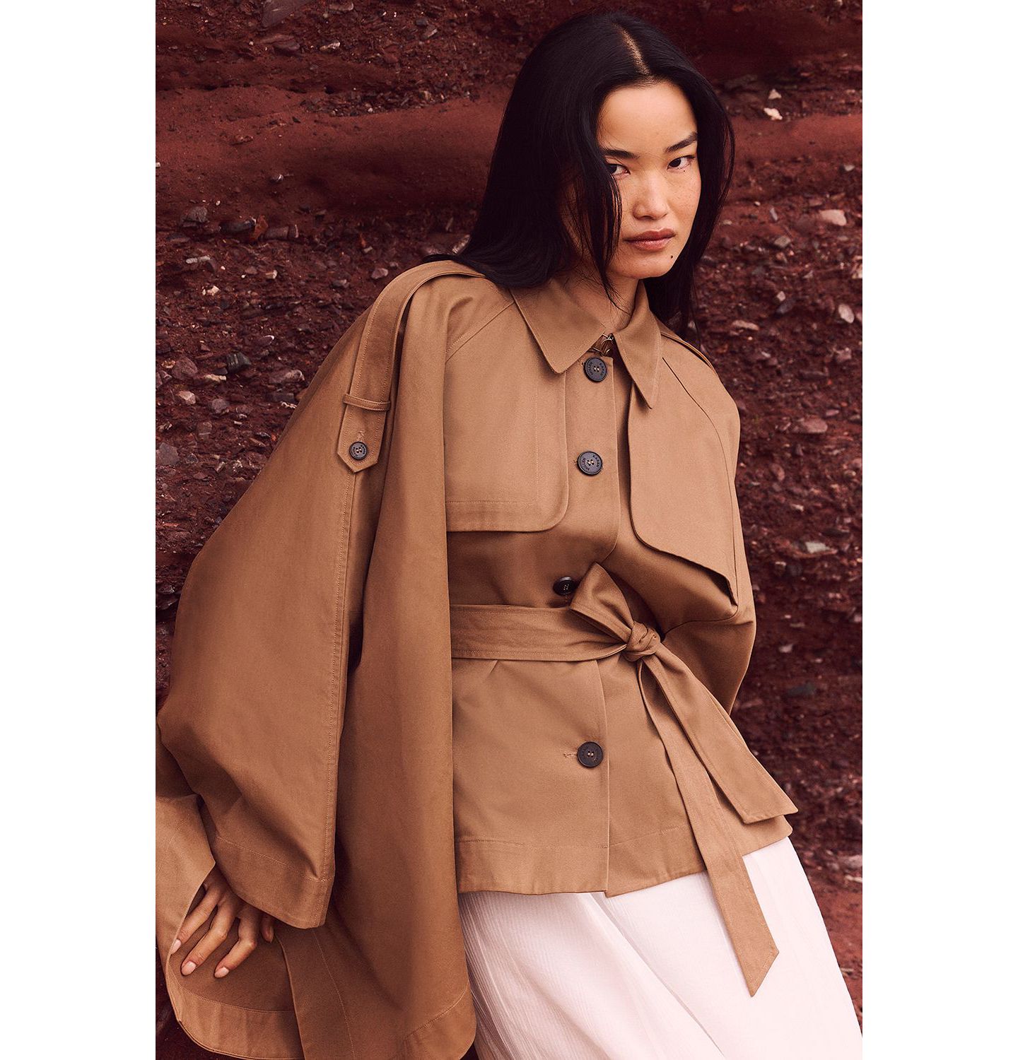 Женское пальто Karen Millen Cape Detail Trench, цвет: Верблюжий — фото 5