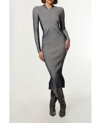Women's Fitted Long Sleeve Midi Dress