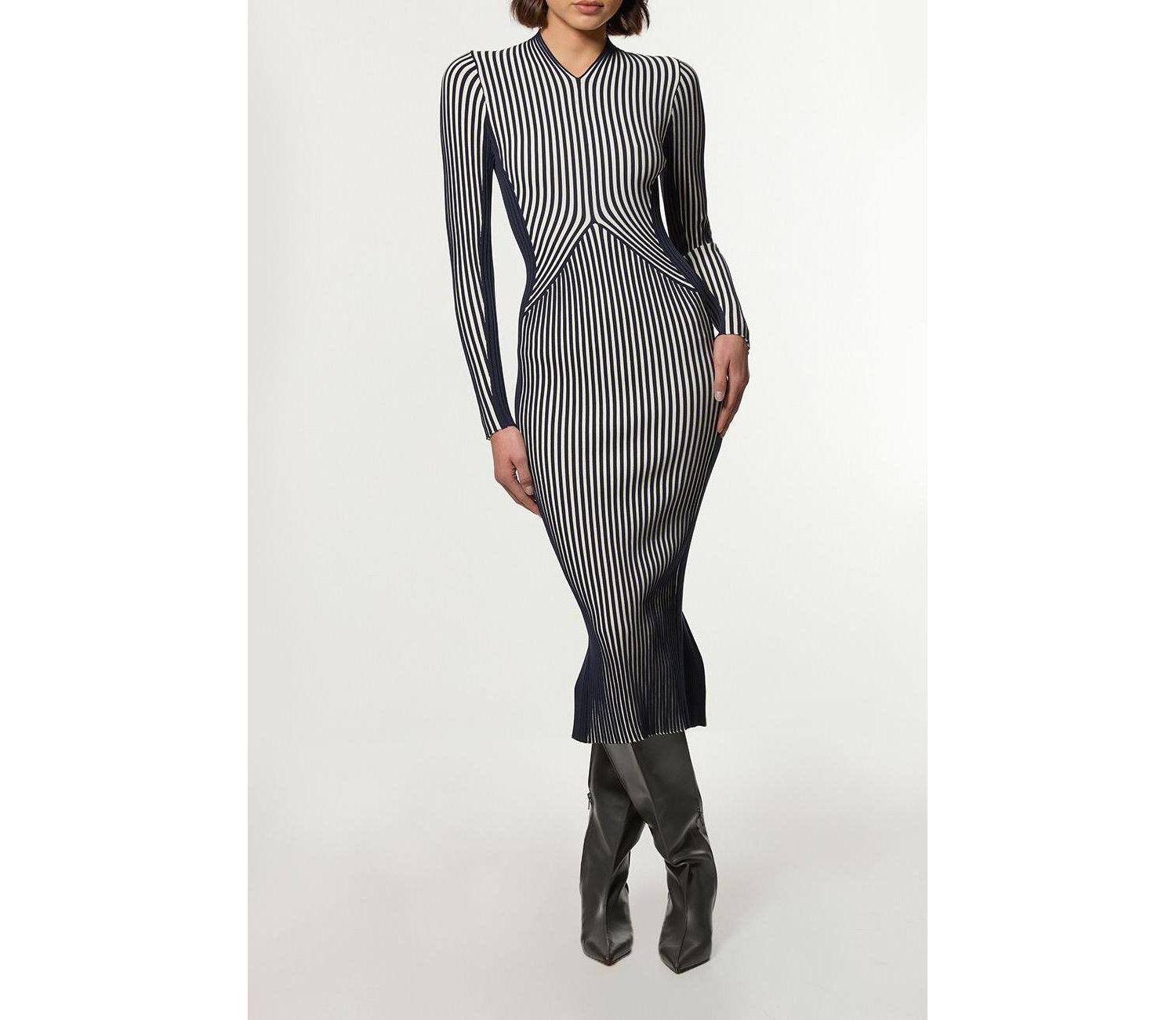 Women's Fitted Long Sleeve Midi Dress