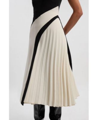 Women's Sculptural High-Neck Pleated Midi Dress