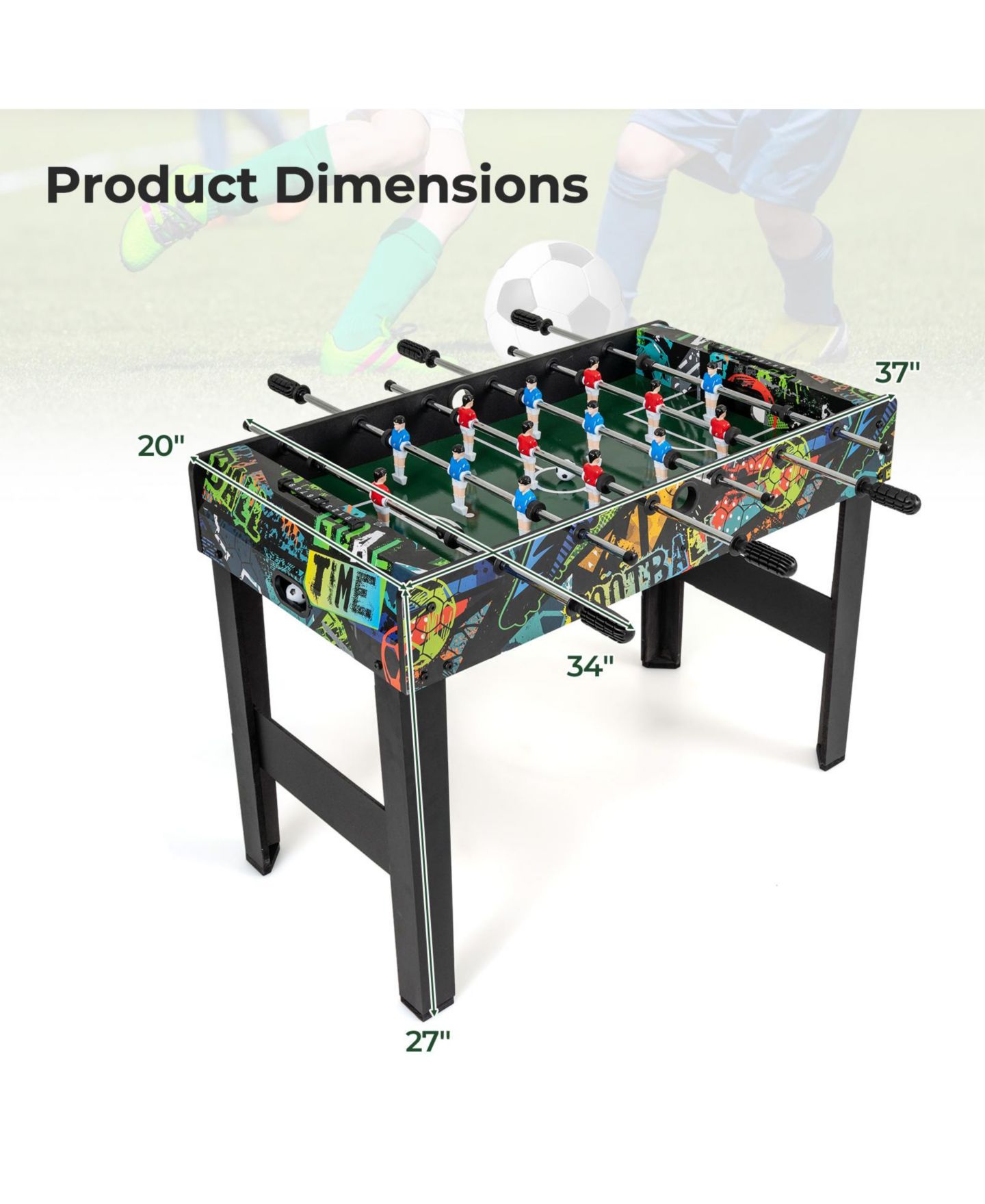 Детская игрушка Mecale Mini 2-in-1 Foosball Game Table with Detachable Legs, Ages 6+, цвет: Чёрный — фото 4