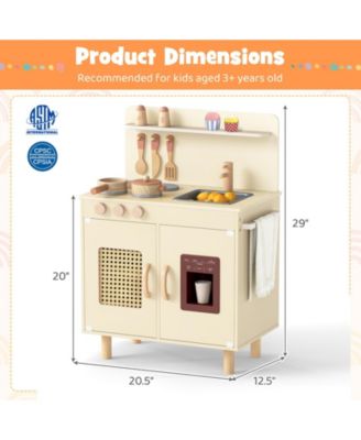 Wooden Pretend Kitchen Playset with Realistic Ice Maker for Interactive Play