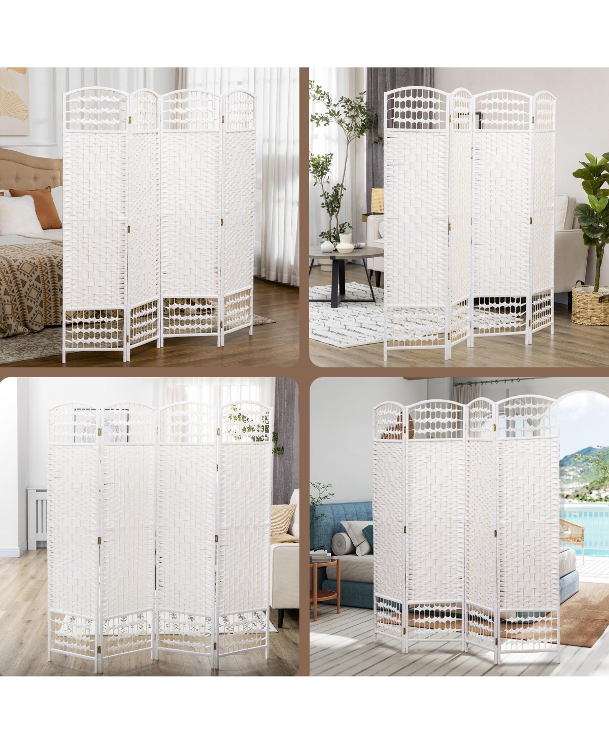 Homcom Panel Room Divider Folding Privacy Screen 5.6' Room Separator