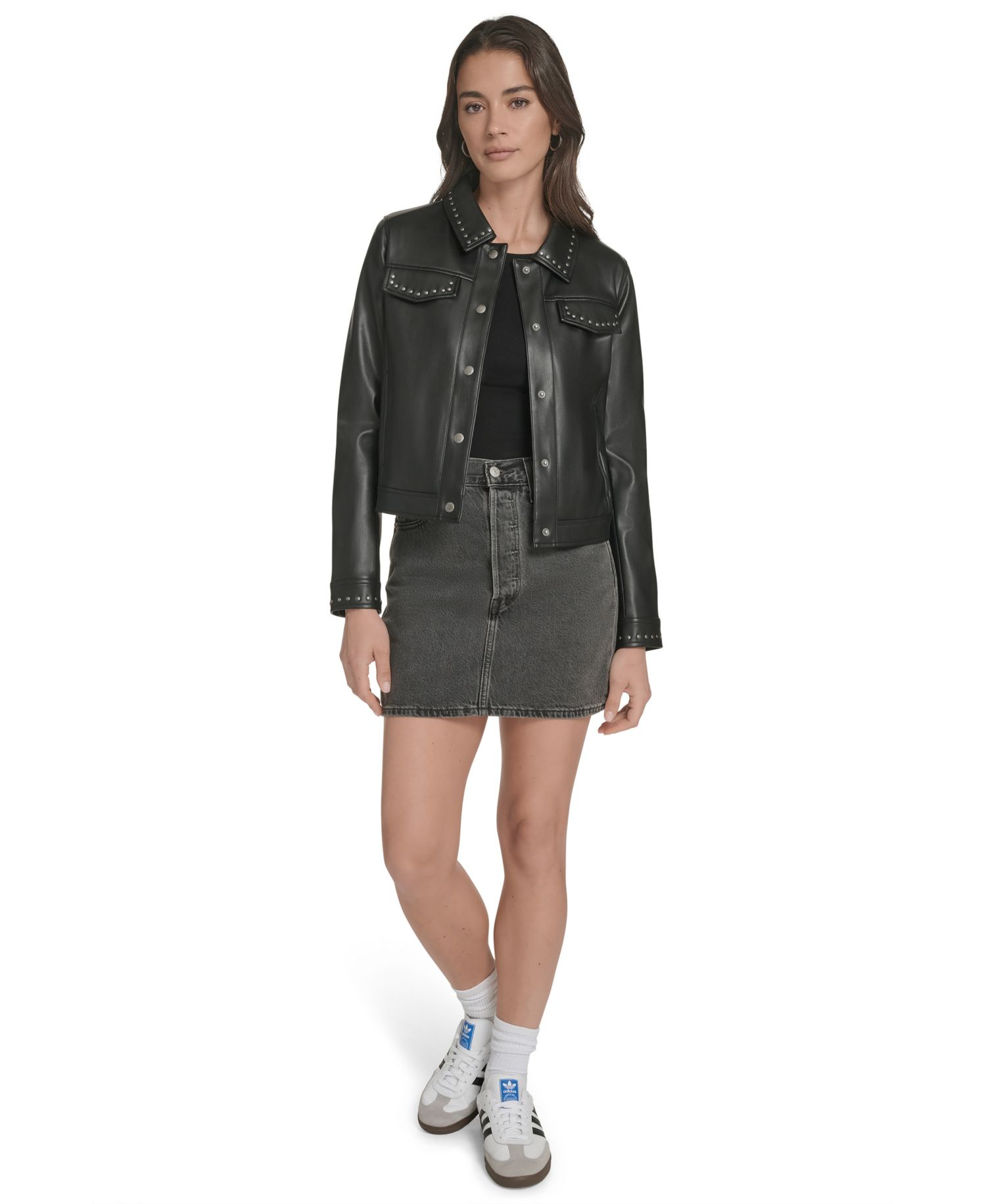 Women's Laydown Collar Studded Jacket