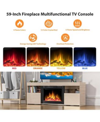 60" Electric Fireplace TV Stand with Mantel, Remote & Timer
