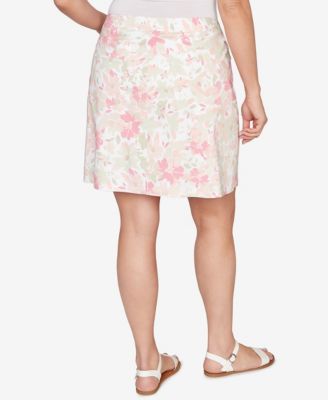 Plus Size Printed Tech Stretch Pull-On Skort