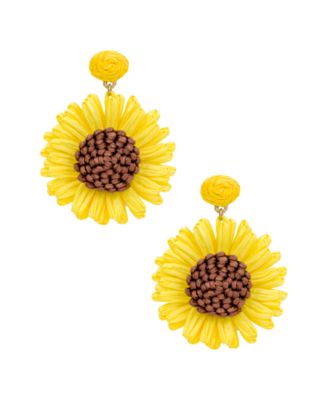 Gold-Tone Plated Sunflower Earrings