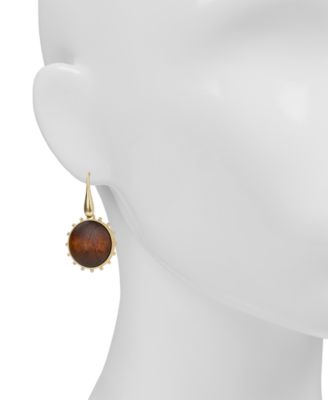 Gold-Tone Plated Wood Drop Earrings