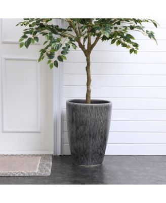 Sea Gray Ripples 17-Inch Tall Ceramic Planter