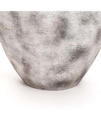 Rustic Gray with Weathered White Finish 12.4-Inch Tall Stoneware Vase for Farmhouse Decor