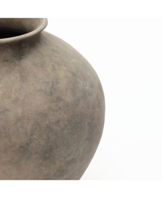 Rustic Ceramic Vase, 12.6" Tall Terracotta Pot with Earthy Gray-Brown Finish, Handcrafted
