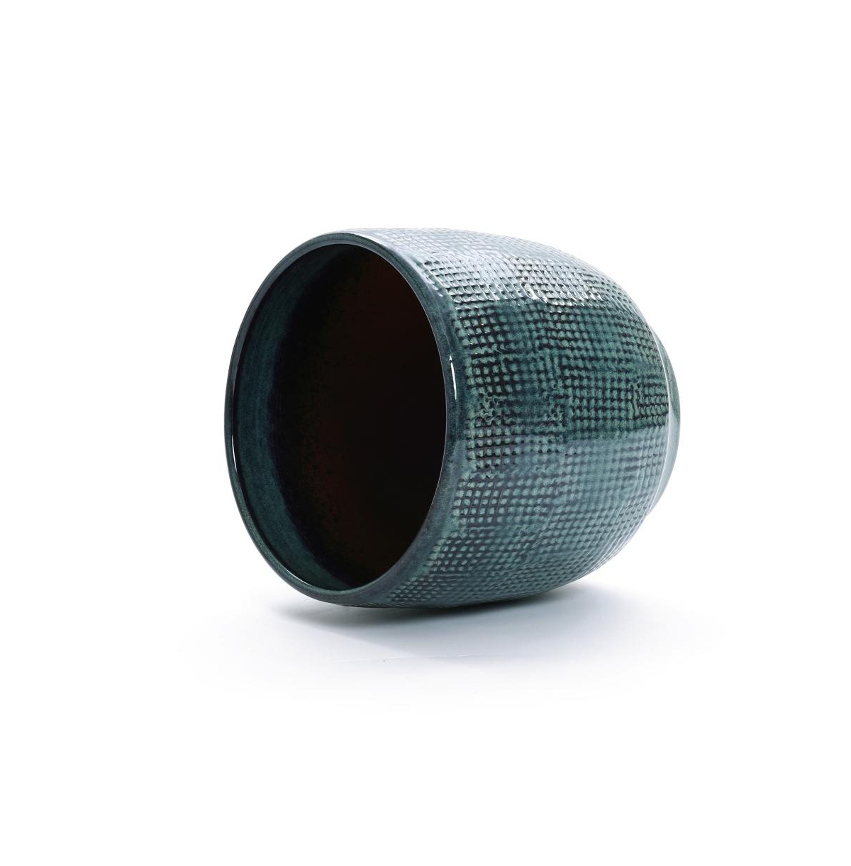 LuxenHome Marina Gray -Inch Round Ceramic Planter