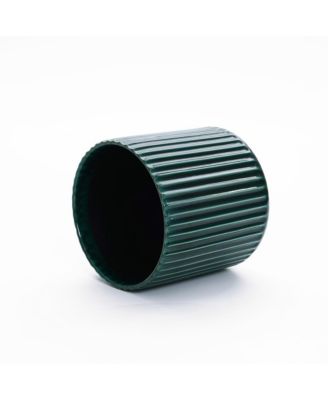 Jade Green Ribbed 13.8-Inch Round Ceramic Planter