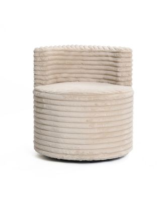 Modern Light Brown Upholstered Swivel Barrel Accent Chair