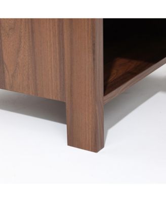 Walnut Finish MDF Wood with Rope Front 1-Drawer Nightstand and End Table