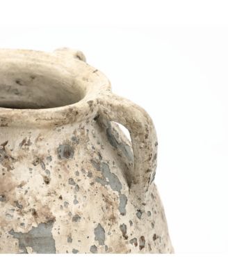 Rustic Old World Terracotta Vase, 10-Inch Round Bouquet Holder for Farmhouse Decor