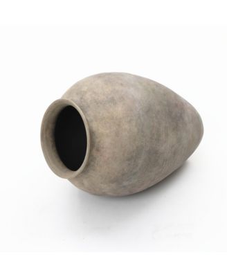 Rustic Ceramic Vase, 17.7" Tall Terracotta Pot with Earthy Gray-Brown Finish, Handcrafted