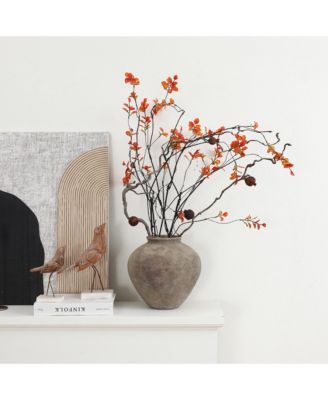 Rustic Ceramic Vase, 10.2" Tall Terracotta Pot with Earthy Gray-Brown Finish, Handcrafted