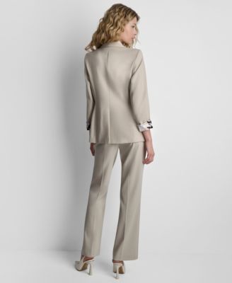 Women's Newspaper-Print One-Button Blazer