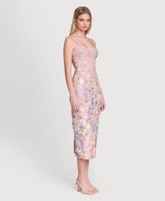 Women's Floral Applique Bustier Midi Dress