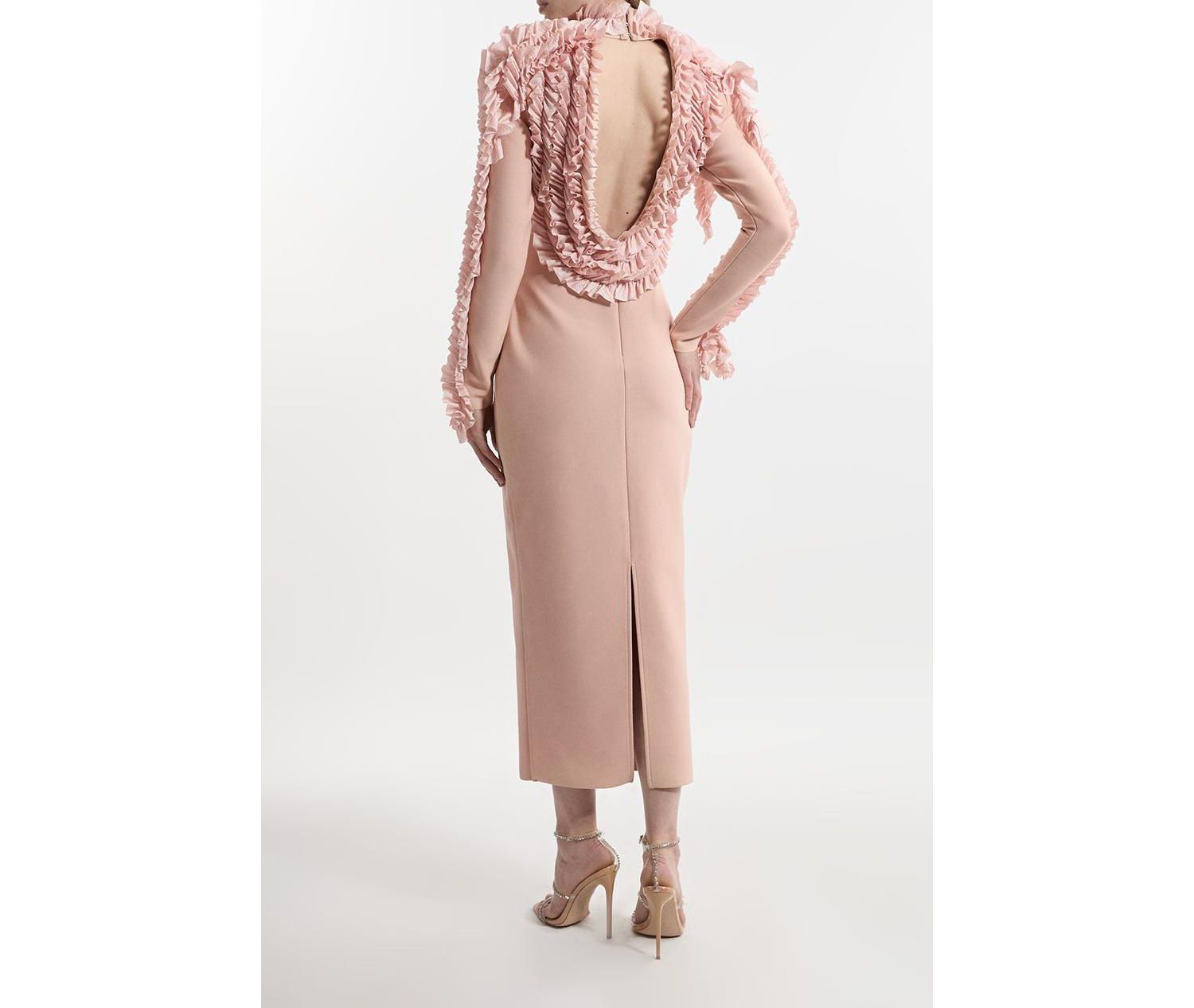 Women's Bandage Rosette Midi Detail Dress
